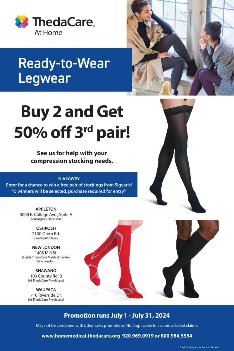 Promotional poster for Ready to Wear Legwear, Buy 2 and Get 50% off 3rd Pair, Giveaway with 5 Winners
