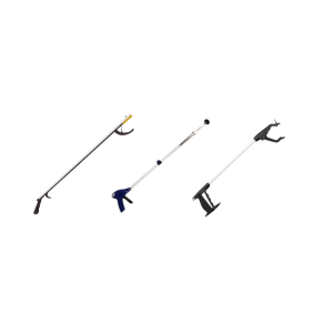 Product image of three different long handled reachers